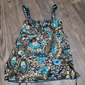 Self Esteem Black and Blue Floral Camisole Top Size M Vintage Fairycore Y2K